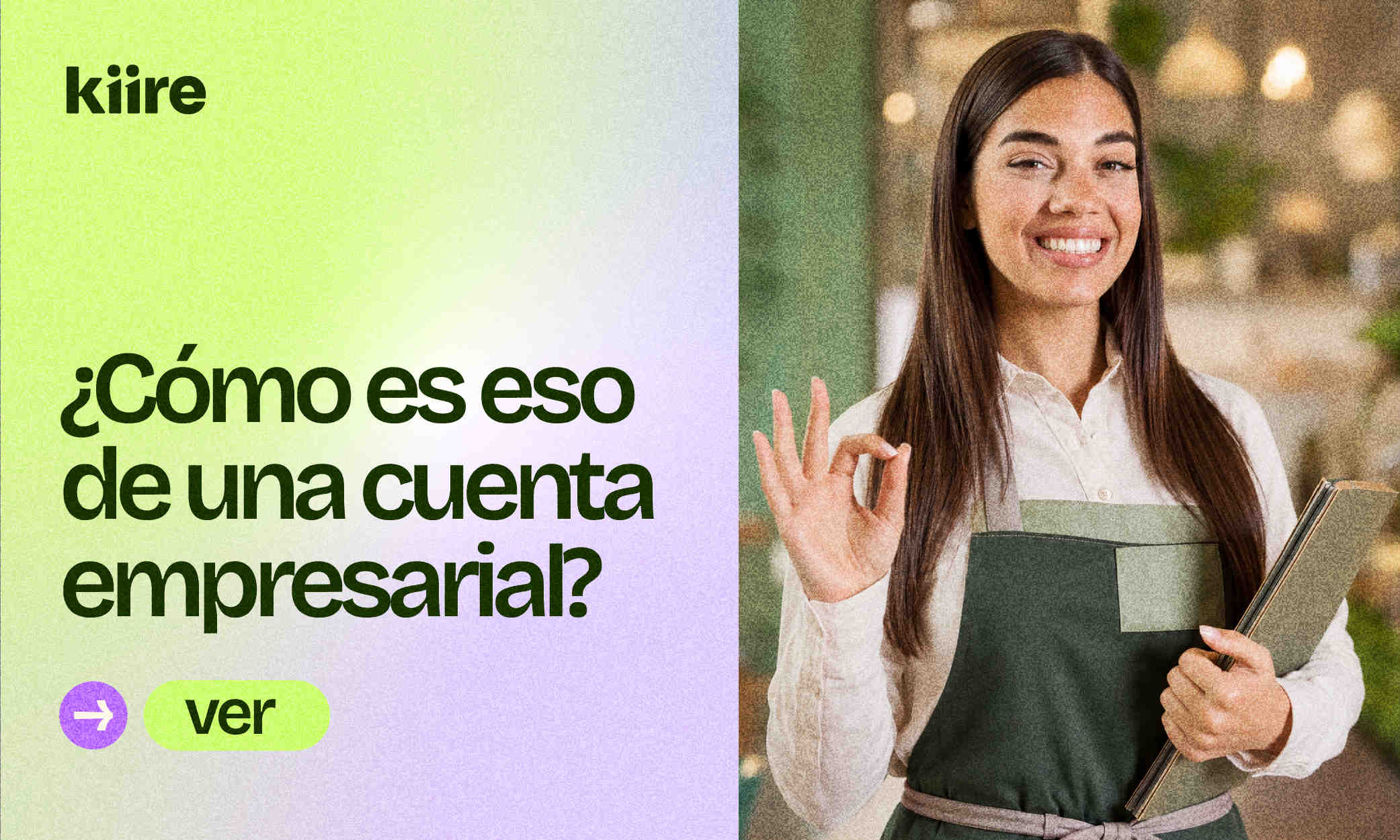 Emprendedora sonriente haciendo una señal de aprobación con la mano junto al título: ¿Cómo es eso de una cuenta empresarial?
