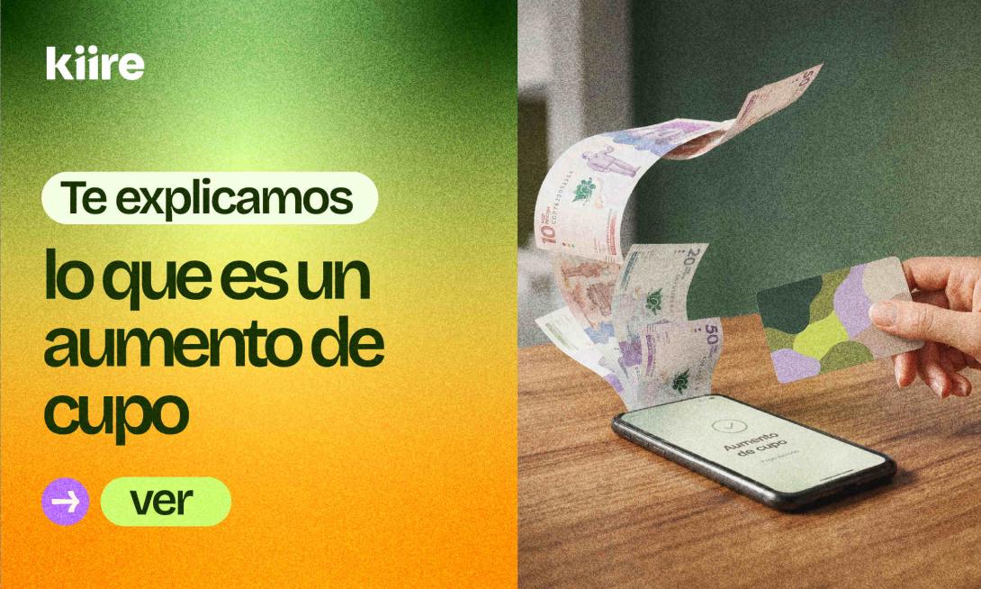 Billetes flotando sobre un celular con una pantalla de confirmación junto al título: Te explicamos lo que es un aumento de cupo.